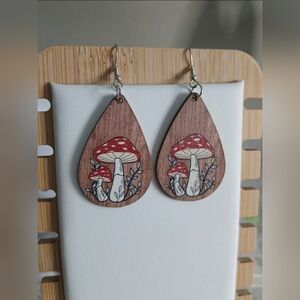 New Mushroom Earrings Wooden Jewlery Womens Accessories